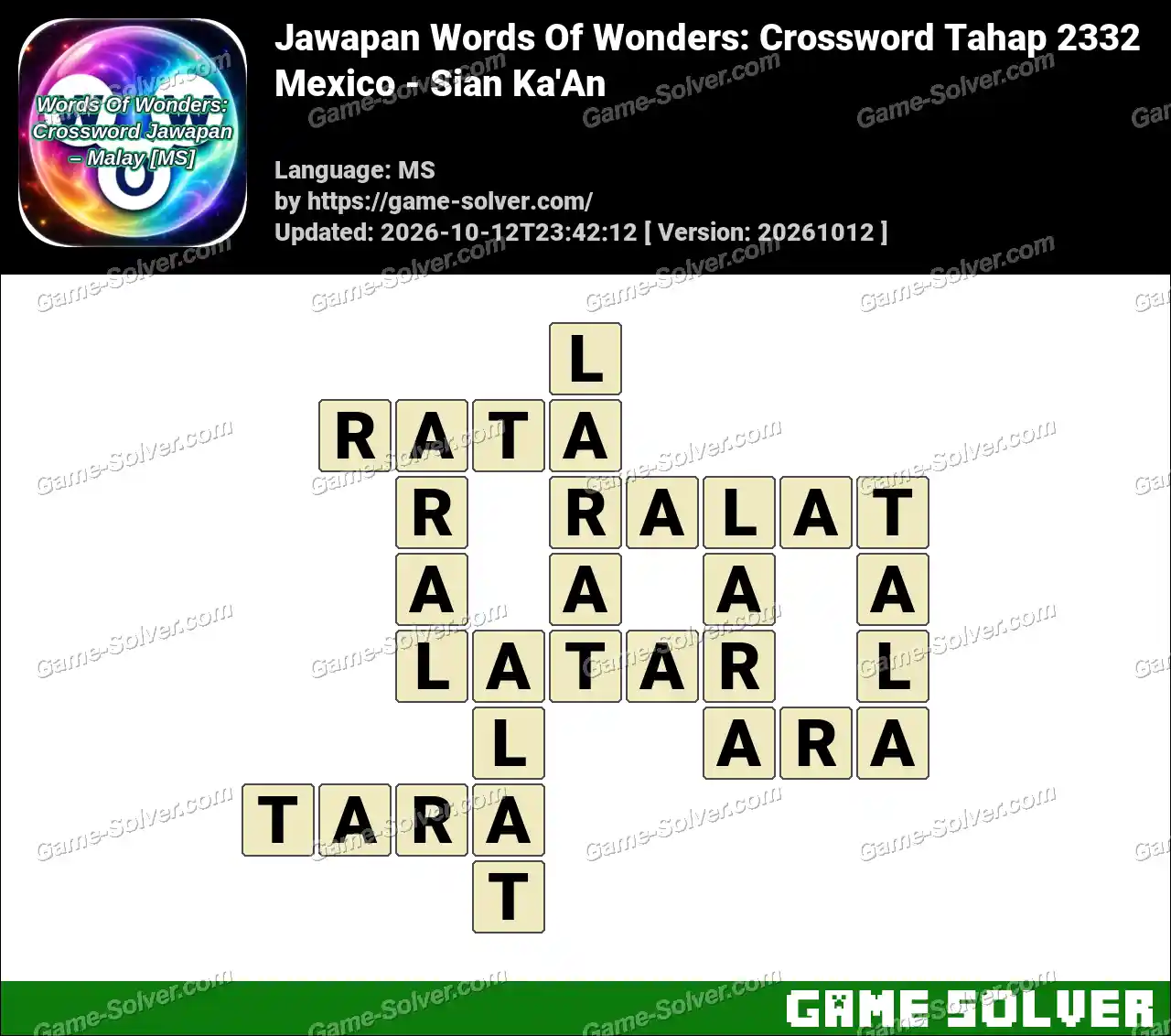 Jawapan Words Of Wonders: Crossword Tahap 2332 – Mexico – Sian Ka’An
